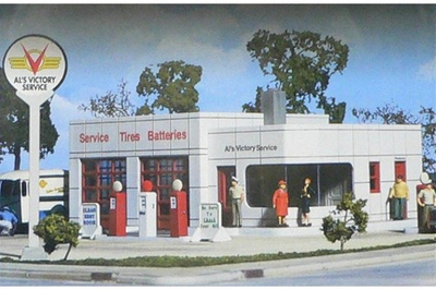 #ad Walthers Cornerstone HO Scale Building Structure Als Victory Service Gas Station $27.99