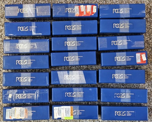 21 PCGS Blue Plastic Storage Boxes ~ Holds 20 Slabs ~ Used By Heritage Auctions