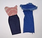 Vintage Barbie Blue Knit Spectator Sport Pak and Cruise Stripes Sheath Dress TLC