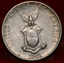 1945 Philippines 10 Centavos Silver Foreign Coin