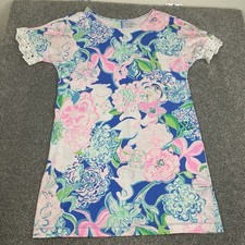 Lilly Pulitzer Helina T-Shirt Dress Women M Peony For Your Thoughts Lace Casual