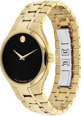 Movado Men's Yellow Stainless Steel Bracelet Black Dial Analog 0607227 Watch