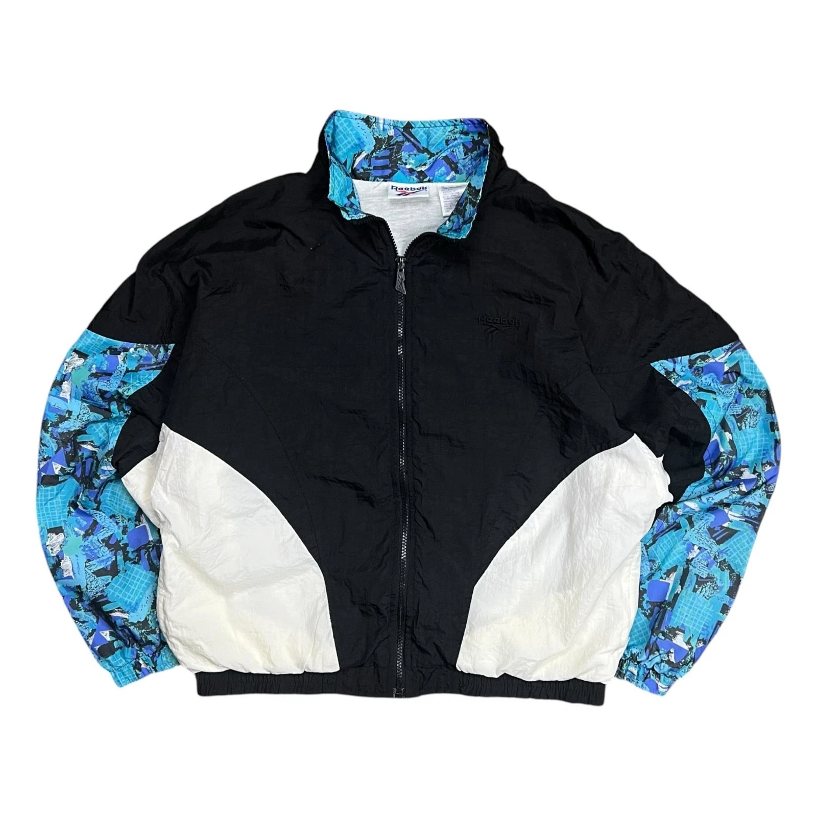 Vintage Retro Reebok Abstract Windbreaker Track Jacket - M