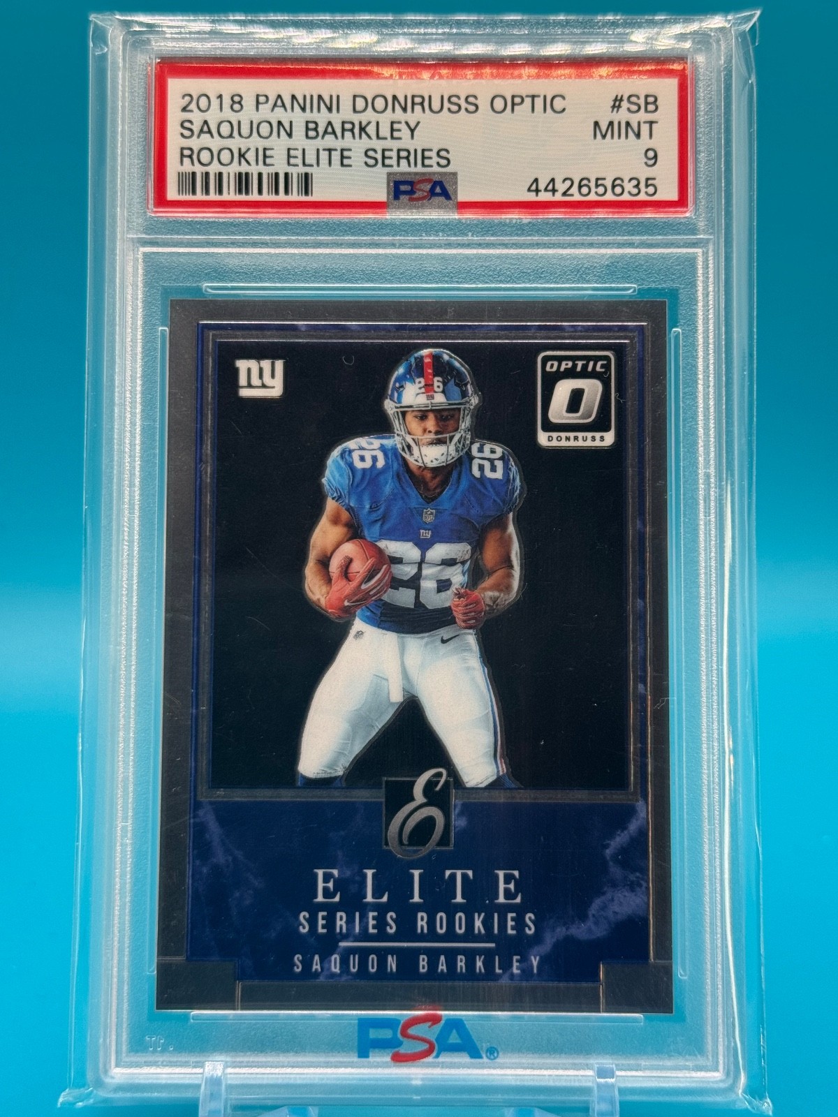 Saquon Barkley RC Panini 2018 Donruss Optic Rookie Elite Series PSA 9