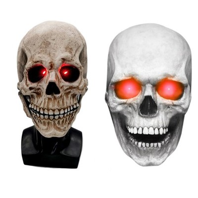 Full for Head Skull Mask/Helmet with Movable Jaw,Halloween Scary Latex Mask,Goth