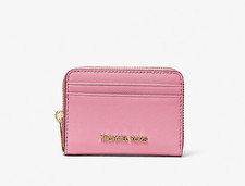 Michael Kors Jet Set Travel Medium Zip Around Card Case Wallet Carnation
