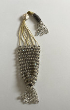 Vintage Evening Flapper Purse Crystal Clear Beads Silver Spacers 13.5" 2.8 ozs