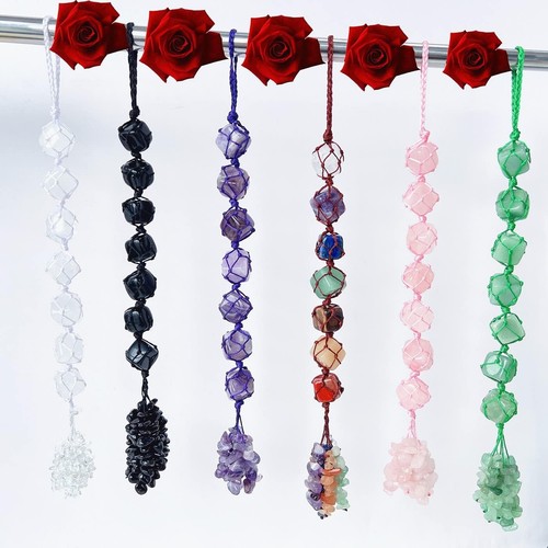 Kristall Rosenquarz Anhänger Auto Deko Feng Shui Energie Geschenk Urlaub - Bild 10 von 11