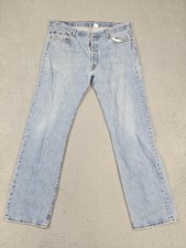 Vintage Levis 501 Jeans Mens 40x34 Light Wash Button Fly Straight Denim Y2K