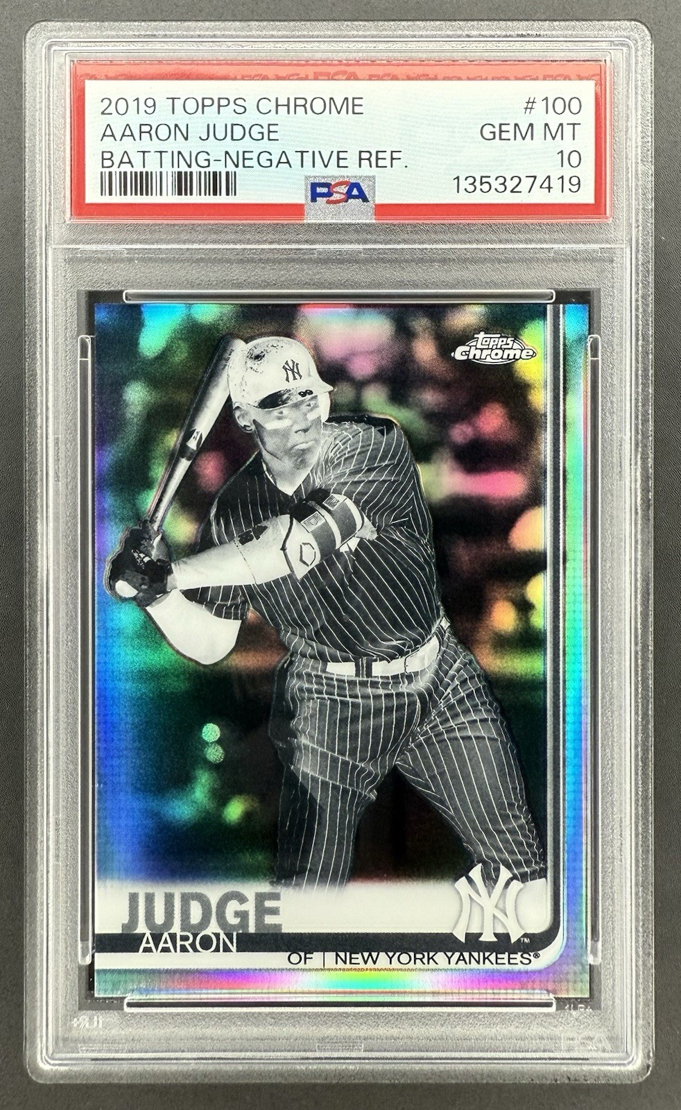 Aaron Judge 2019 Topps Chrome Negative Refractor #100 PSA 10 Gem Mint THRILL