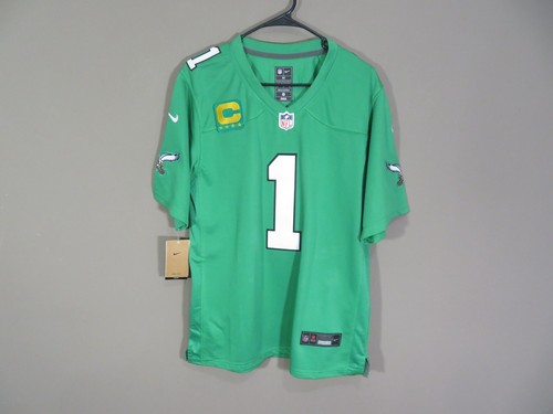 Jalen Hurts Philadelphia Eagles Captains Patch men's Jersey Kelly Green Medium