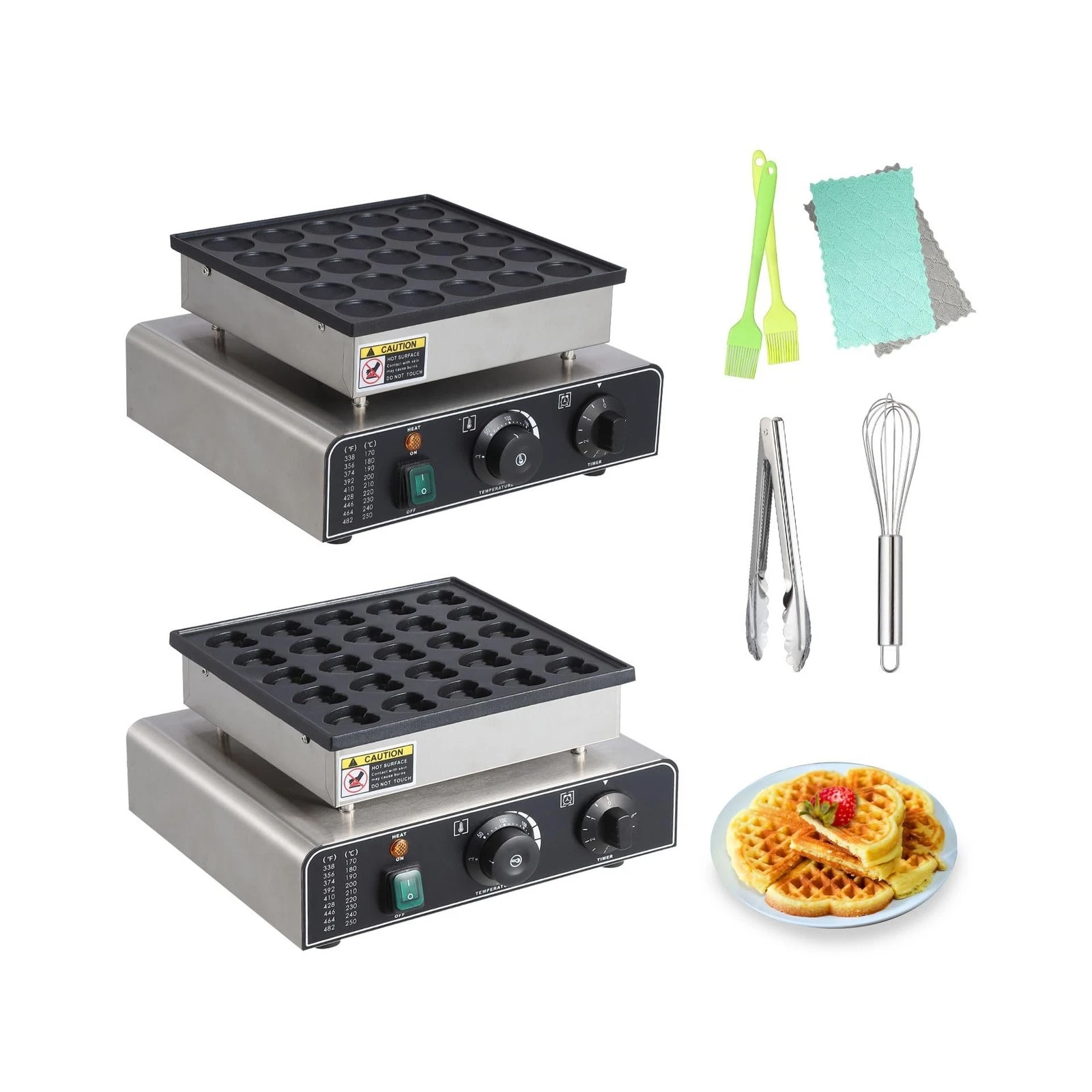 Mini Muffin Maker, 25 Hole/25 Heart, Stainless Steel, Electric, Non-Stick, 50...