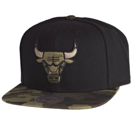 Mitchell & Ness Berretto Camo Brim Bulls, Snapback Hip Hop, Visiera Piatta 7 Cm