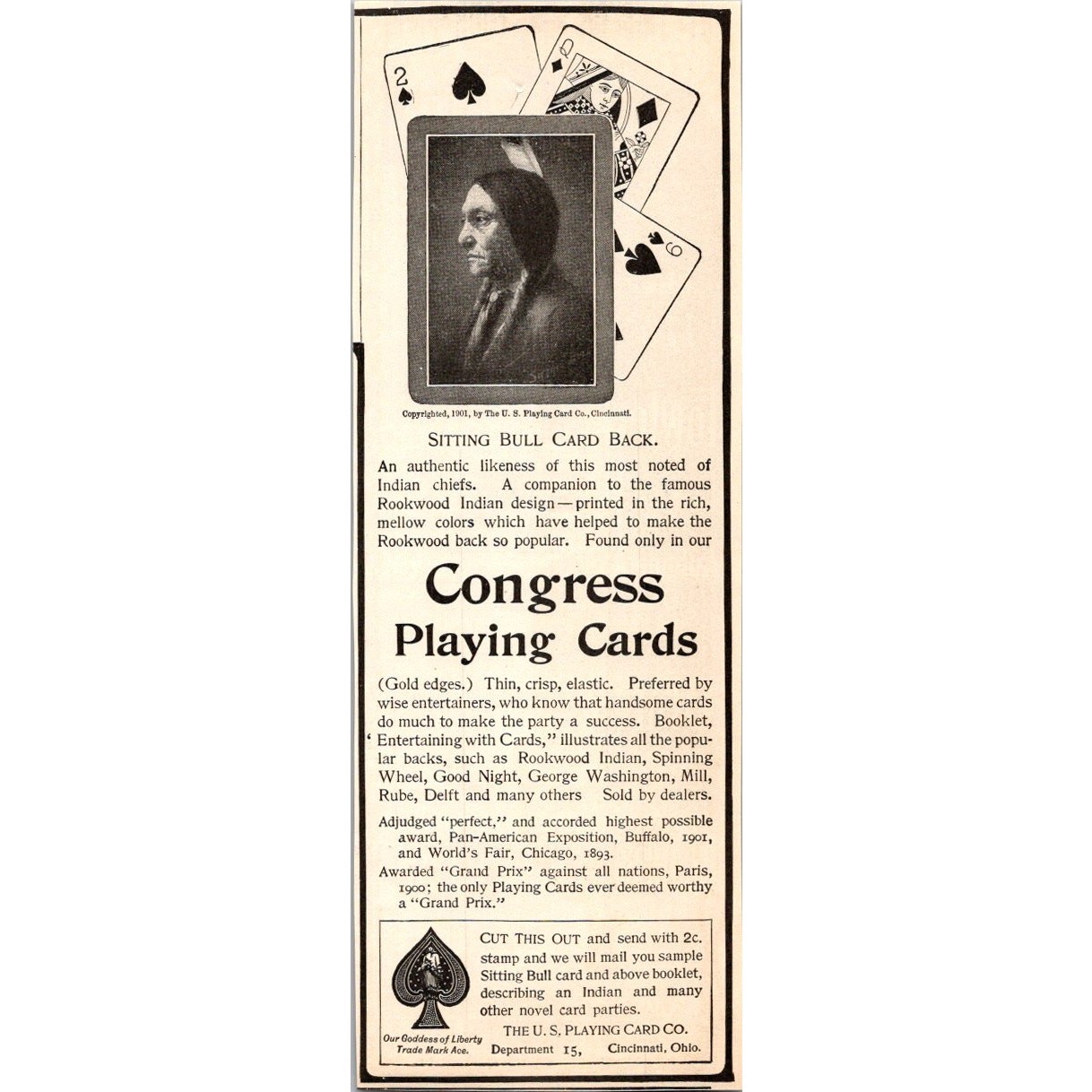The US Playing Card Co Congress Playing Cards Cincinnati OH 1901 Clipping SAI6-7