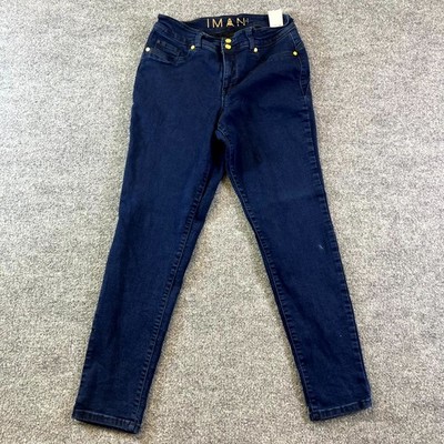 IMAN Skinny Jeans Womens 10 Blue Denim Dark Wash Zip Fly Streetwear Retro Skater
