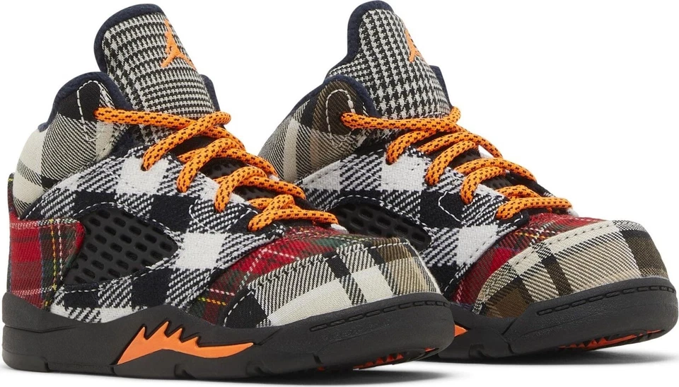 学步儿童 Jordan 5 复古“格子”黑色/全橙色 (FD4813 008) - 7 — 第 3/4 张图片
