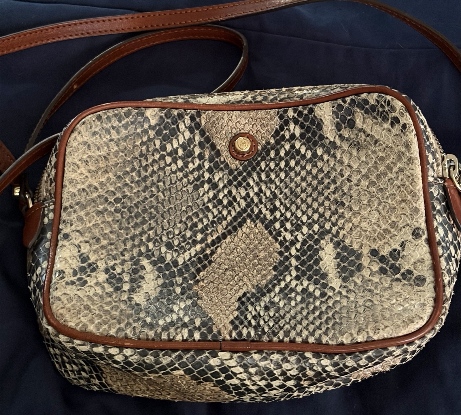 Rare Massimo Dutti Leather Python Embossed Crossb… - image 1