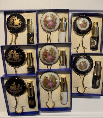 Brand New In Box Limoges Castel 4 1/2''  Mirror W/ Atomizer Set Auth Certificate