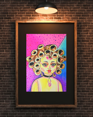 Original Öl Pastell Kunstwerk. Sie ist ATEMBERAUBEND ''Peace & Rollers'' 1 Stück A3 Stück