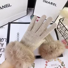 Womens Winter Gloves Mittens Thick Sherpa Fur Lined Touch Screen Thermal Soft