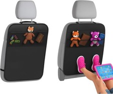 Car Back Seat Protector with Organizer, 19"x27" XL Kick Mats, Waterproof, 3 P...
