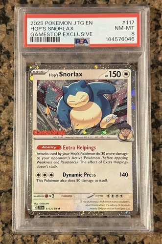 2025 Pokemon Journey together #117 Hop's Snorlax Holo Gamestop Exclusive PSA 8