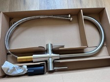 Blanco Max II Twin Lever Monobloc Kitchen Mixer Tap 526678, PVD steel