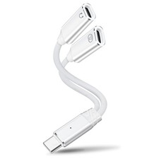 USB C Splitter 1 in 2 Out USB-C Headphone and Charging Adapter, Type-C PD 100...