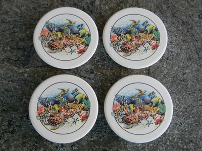 Sandstone Creations Ocean Scene Drink Coasters - Open Box, Never Used - VGC!