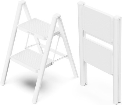 2 Step Ladder, Folding Step Stool with Broad Pedals, Compact Stepping Stool, ...