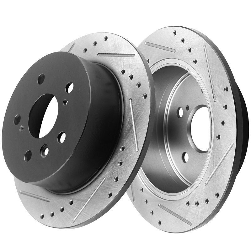 Rear Brake Pad & Drilled Rotor Kit w/Fluids for Toyota Camry 2012 2013