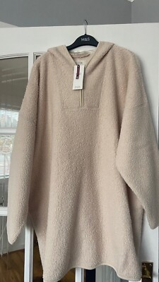 Beige Marks And Spencer Hoodies Ladies Textured Knitted Hoodie