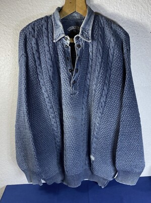 Blue Willi`s Jeans Pullover Troyer Blau vintage Gr. XL 100% Baumwolle