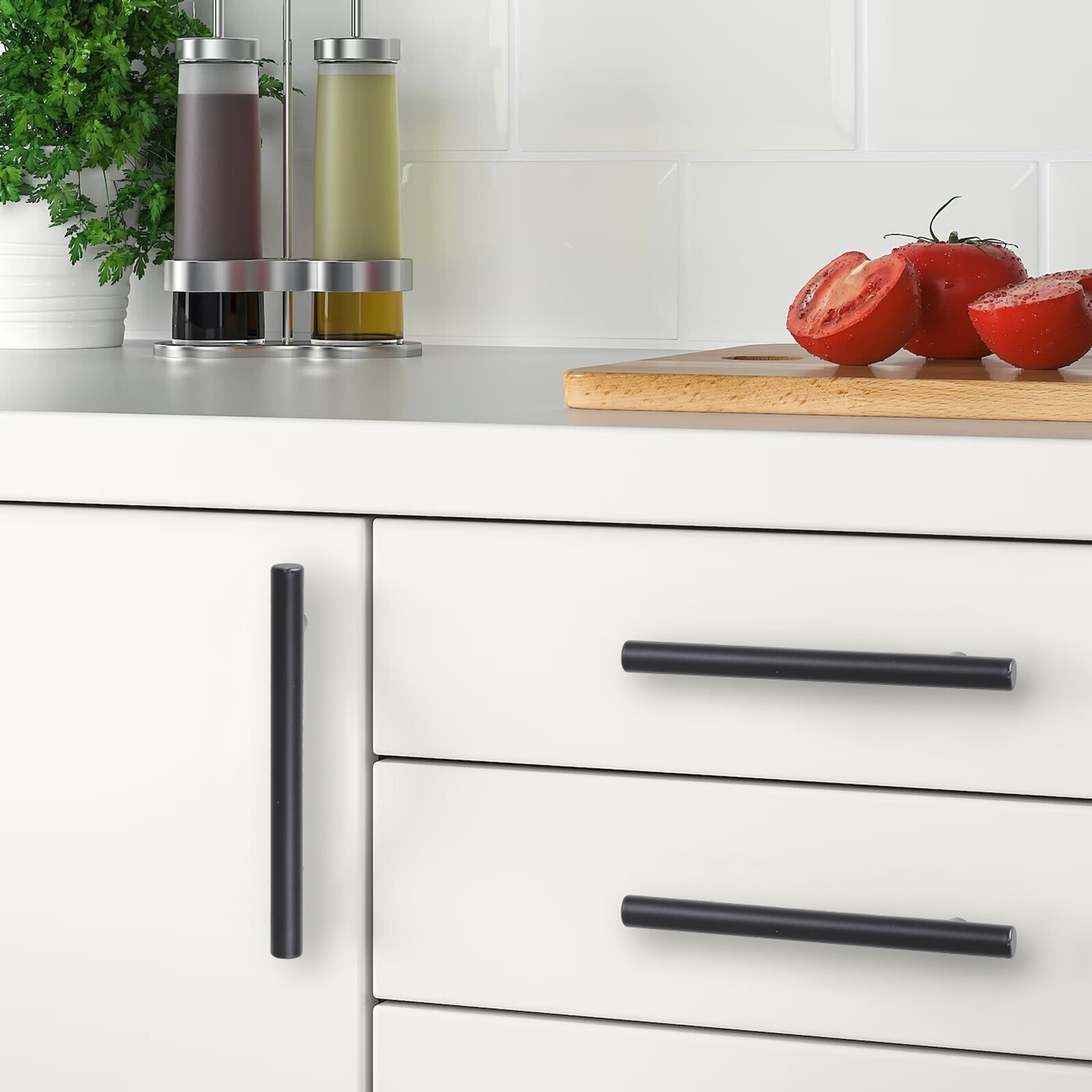 Black Cabinet Handles T Bar Pulls Kitchen Drawer Hardware Stainless ...