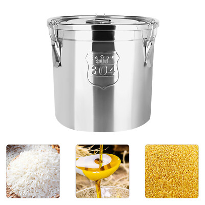 304 Stainless Steel Containers With Lid 6L Flour Containers Airtight Rice Bucket