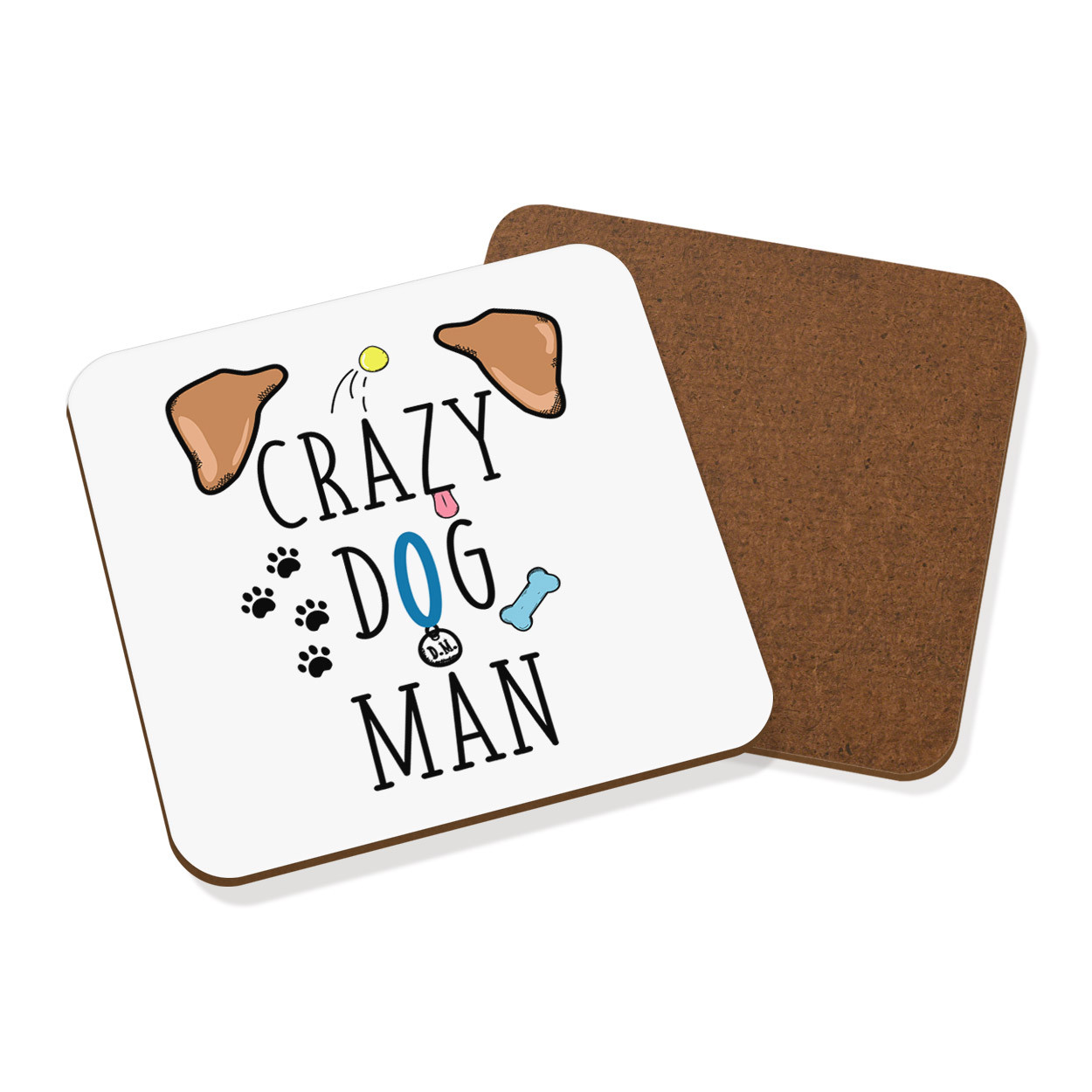Crazy Dog Man Coaster Drinks Mat - Funny Puppy