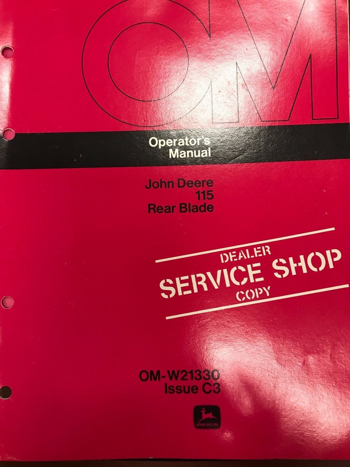 115 Rear Blade John Deere Operators Manual 115 Rear Blade #OMW21330 | eBay