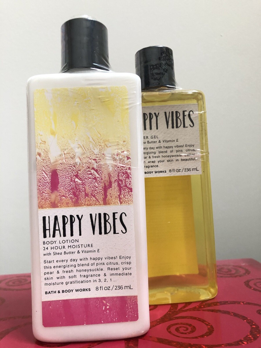 Bath & Body Works HAPPY VIBES 8 oz Body Lotion & 8 oz Shower Gel