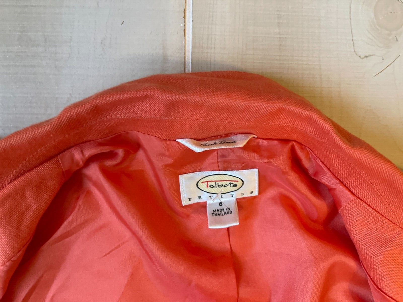 Talbots orange button linen lined   jacket size 6… - image 3