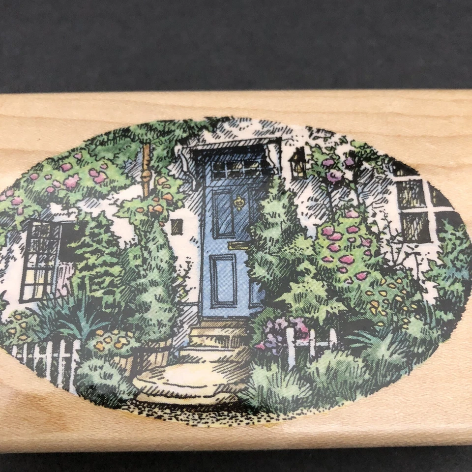 Stampendous The Blue Door MO sello de goma montado en madera grabado 1996 Foto 2 de 4