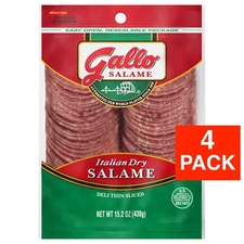 4 PACK Gallo Salame Deli Thin Sliced Italian Dry Salami 15.2 oz, Virtually 4 Lbs