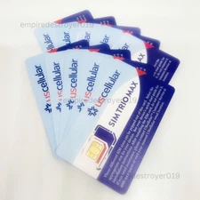 Lot of 10 New US Cellular Trio MAX SIM Card Mini (2FF), Micro (3FF), Nano (4FF)