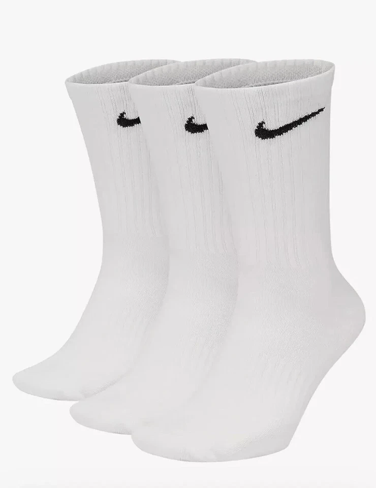 Calcetines Nike Crew Everyday Plus Cojín UNISEX, Talla GRANDE, 3 Pares, Blanco Foto 3 de 4