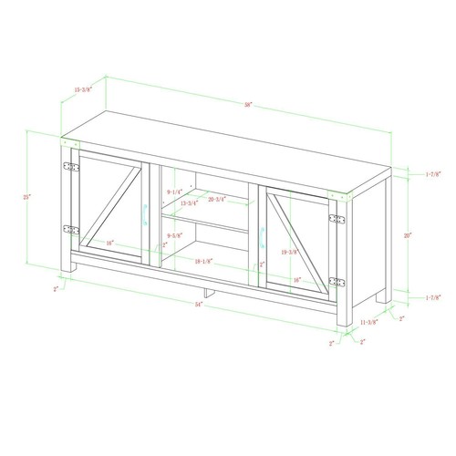 Wooden TV Stand for TVs up to 65-in Modern Farmhouse Barn Doors Shelves Storage - Picture 3 of 9