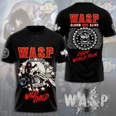 WASP Wild Child Shirt 2024 World Tour 40 Years Album One Alive Biker Tee 3D
