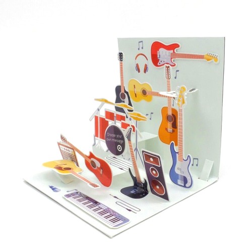 Any Occasion Greeting Card Guitars 3D Pop Up Treasures Up With Paper - Picture 3 of 8