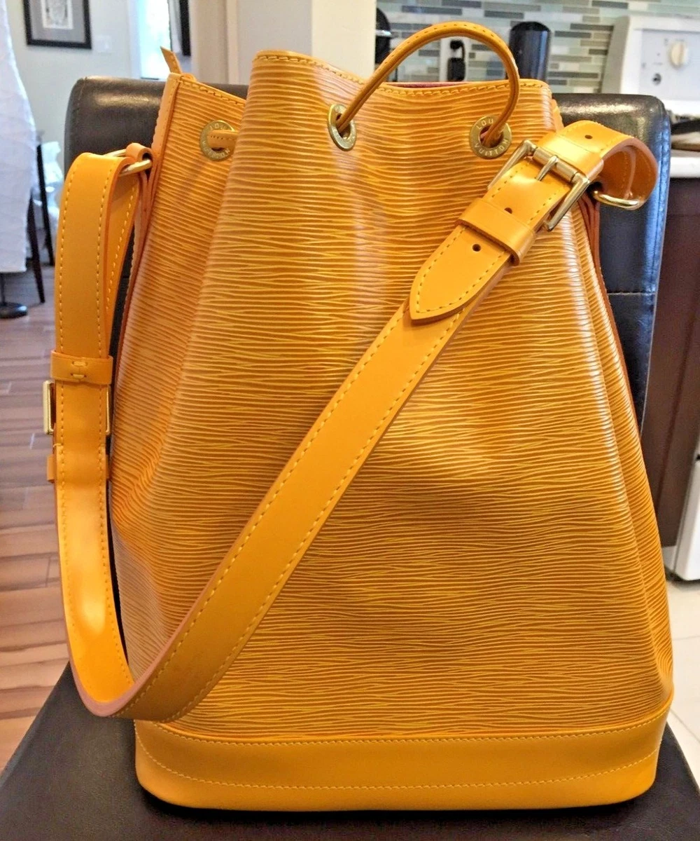 LV Epi Noe Mustard Bucket Bag  Bags, Bucket bag, Louis vuitton bag