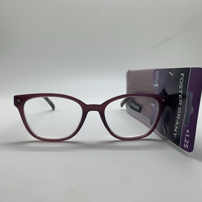 Foster Grant  Reading Glasses VRL2103 PRP + 1.25 purple READERS crystal vision