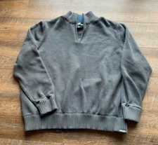 EDDIE BAUER Men's 2XL Grey Cotton Mock Neck 1/4 Zip Pullover Sweater Grey