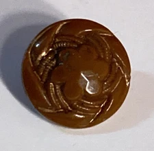 VTG Saddle Brown Glass Diminiative Button Geometric Swirl Tunnel Shank 3/8"